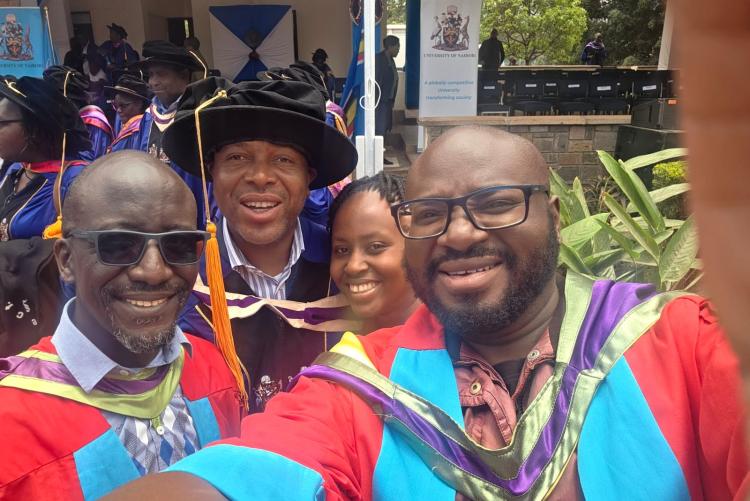 Prof. Nzuma with Four PhD Students from LS David Ayieko, Annette Goodluck and Billy Ipara