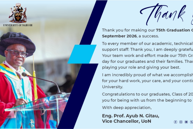 Vice Chancellor thanking all who participated during the 75th graduation ceremony
