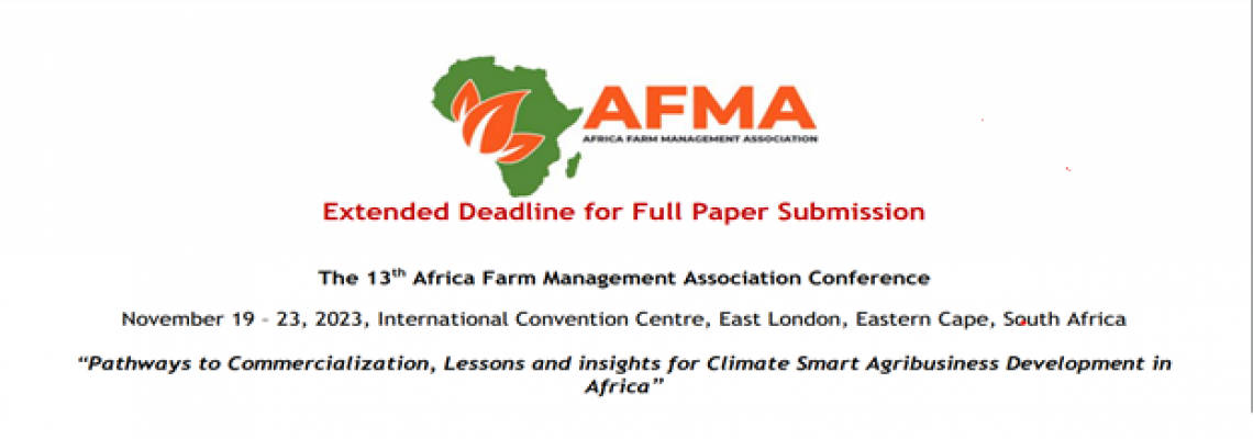Africa Farm Management Association (AFMA 13) Extended Deadline for Full Paper Submission 