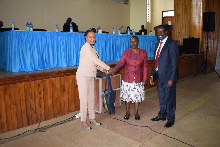 From Left Prof. Catherine Kunyaga (Associate Dean, Faculty of Agriculture), Prof. Margaret Hutichingson (DVC, Research Innovations & Enterprises) and Prof. Moses Nyangito (Dean, Faculty of Agriculture)