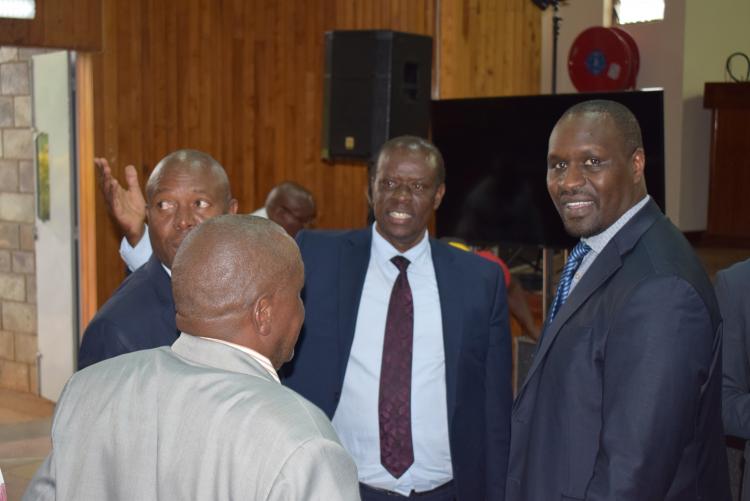 LHS Mr. Mativo, Registrar, Prof. Nzuma, Dean, Prof. Nyangito and Dr. Oliver Kirui, IFPRIer