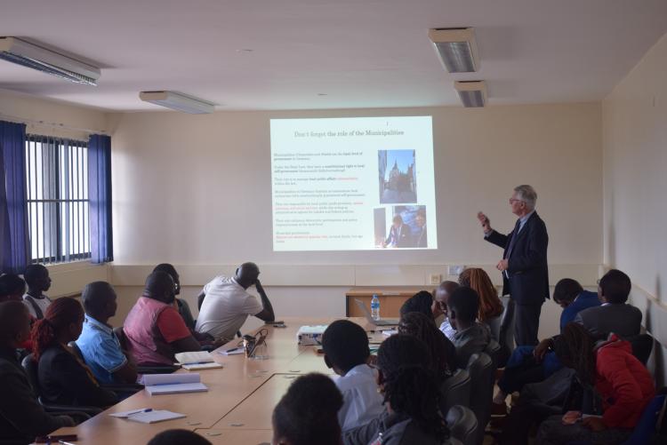 Prof. Gerd emphasizing on a point during the guest lecture