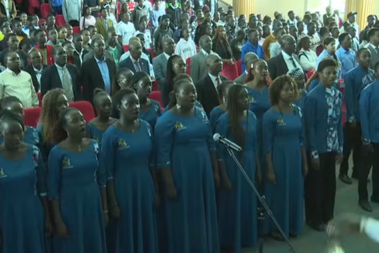 The UoN Choir Leading the National Anthem